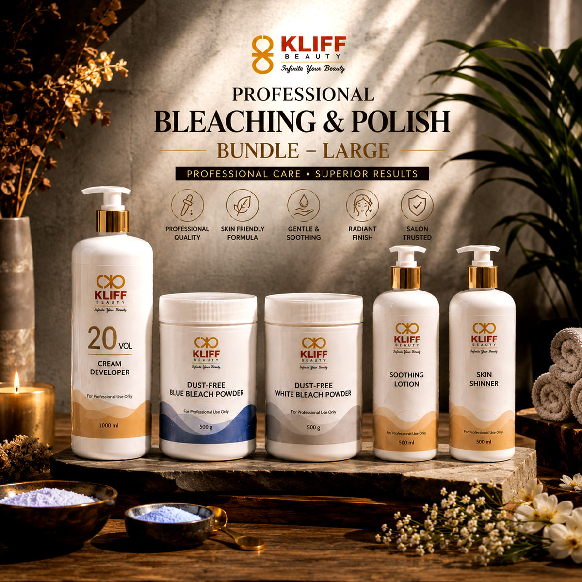 KLIFF Beauty Professional Bleaching & Polish Bundle – Large