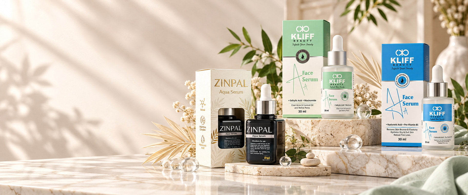 ZINPAL and Kliff Beauty cosmetics serums, Guddiz collection, design 2