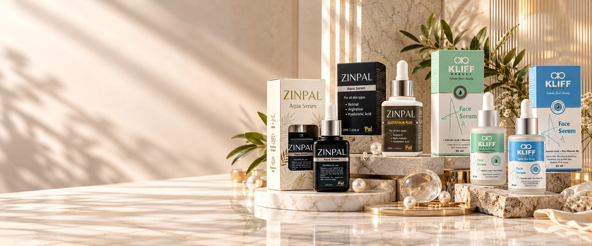 ZINPAL and Kliff Beauty cosmetics serums, Guddiz collection, design 3